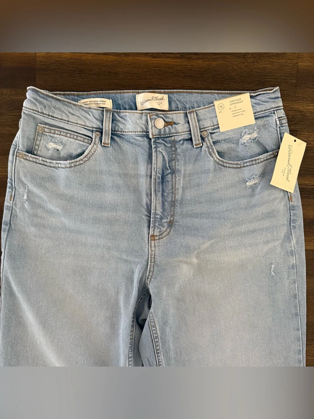 Universal Thread Women’s Highest-Rise Vintage Straight Light Wash Jeans 12 NWT - Picture 2 of 11